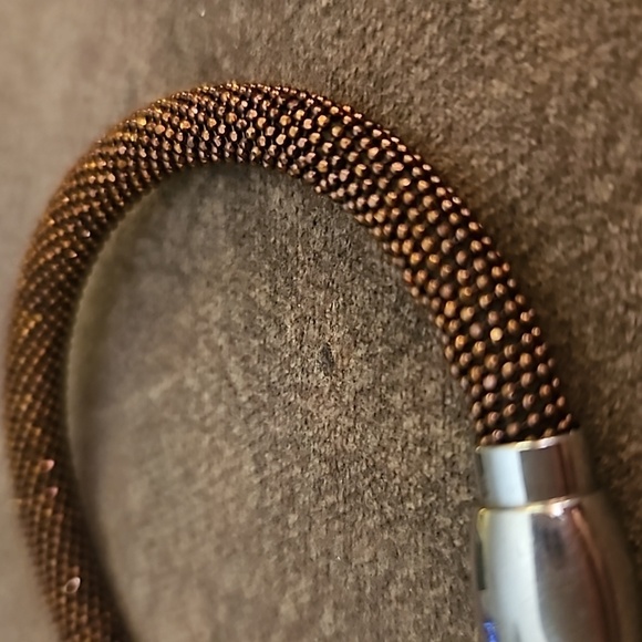 Bronze Metallic Silver Plated Stardust Magnetic Clasp Tube Bracelet - Picture 4 of 7